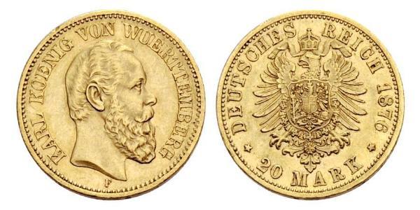 20 Mark Kingdom of Württemberg (1806-1918) Gold Charles I of Württemberg