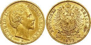 20 Mark Königreich Bayern (1806 - 1918) Gold Ludwig I. (Bayern)(1786 – 1868)