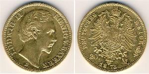 20 Mark Königreich Bayern (1806 - 1918) Gold Ludwig I. (Bayern)(1786 – 1868)