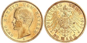 20 Mark Königreich Bayern (1806 - 1918) Gold Otto (Bayern)(1848 – 1916)