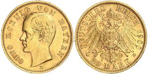 20 Mark Königreich Bayern (1806 - 1918) Gold Otto (Bayern)(1848 – 1916)