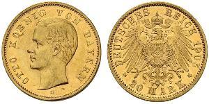 20 Mark Königreich Bayern (1806 - 1918) Gold Otto (Bayern)(1848 – 1916)