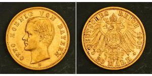 20 Mark Königreich Bayern (1806 - 1918) Gold Otto (Bayern)(1848 – 1916)