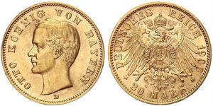 20 Mark Königreich Bayern (1806 - 1918) Gold Otto (Bayern)(1848 – 1916)