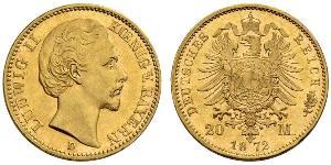 20 Mark Königreich Bayern (1806 - 1918) Gold Ludwig I. (Bayern)(1786 – 1868)