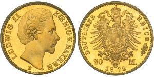 20 Mark Königreich Bayern (1806 - 1918) Gold Ludwig I. (Bayern)(1786 – 1868)