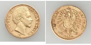 20 Mark Königreich Bayern (1806 - 1918) Gold Ludwig I. (Bayern)(1786 – 1868)