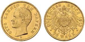 20 Mark Königreich Bayern (1806 - 1918) Gold Otto (Bayern)(1848 – 1916)