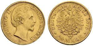 20 Mark Königreich Bayern (1806 - 1918) Gold Ludwig II. (Bayern)(1845 – 1886)