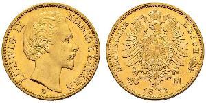 20 Mark Königreich Bayern (1806 - 1918) Gold Ludwig I. (Bayern)(1786 – 1868)