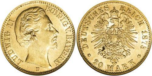 20 Mark Königreich Bayern (1806 - 1918) Gold Ludwig II. (Bayern)(1845 – 1886)