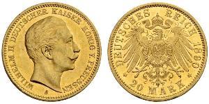 20 Mark Königreich Preußen (1701-1918) Gold Wilhelm II, German Emperor (1859-1941)