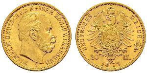 20 Mark Königreich Preußen (1701-1918) Gold Wilhelm I, German Emperor (1797-1888)