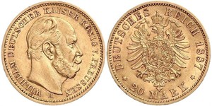 20 Mark Königreich Preußen (1701-1918) Gold Wilhelm I, German Emperor (1797-1888)