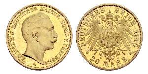 20 Mark Königreich Preußen (1701-1918) Gold Wilhelm II, German Emperor (1859-1941)