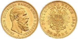 20 Mark Königreich Preußen (1701-1918) Gold Friedrich III. (Deutsches Reich) (1831-1888)