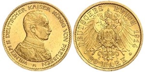 20 Mark Königreich Preußen (1701-1918) Gold Wilhelm II, German Emperor (1859-1941)