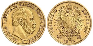 20 Mark Königreich Preußen (1701-1918) Gold Wilhelm I, German Emperor (1797-1888)