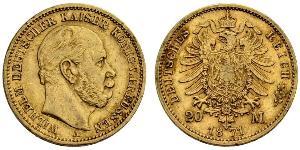 20 Mark Königreich Preußen (1701-1918) Gold Wilhelm I, German Emperor (1797-1888)