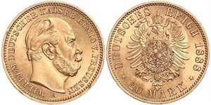 20 Mark Königreich Preußen (1701-1918) Gold Wilhelm I, German Emperor (1797-1888)