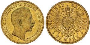 20 Mark Königreich Preußen (1701-1918) Gold Wilhelm II, German Emperor (1859-1941)