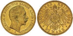 20 Mark Königreich Preußen (1701-1918) Gold Wilhelm II, German Emperor (1859-1941)