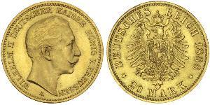 20 Mark Königreich Preußen (1701-1918) Gold Wilhelm II, German Emperor (1859-1941)