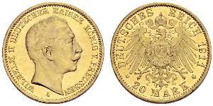 20 Mark Königreich Preußen (1701-1918) Gold Wilhelm II, German Emperor (1859-1941)