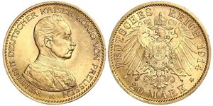 20 Mark Königreich Preußen (1701-1918) Gold Wilhelm II, German Emperor (1859-1941)