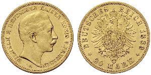 20 Mark Königreich Preußen (1701-1918) Gold Wilhelm II, German Emperor (1859-1941)