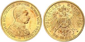 20 Mark Königreich Preußen (1701-1918) Gold Wilhelm II, German Emperor (1859-1941)