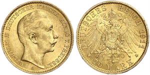 20 Mark Königreich Preußen (1701-1918) Gold Wilhelm II, German Emperor (1859-1941)