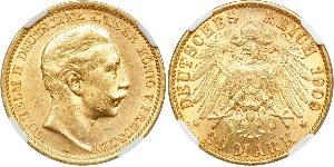 20 Mark Königreich Preußen (1701-1918) Gold Wilhelm II, German Emperor (1859-1941)