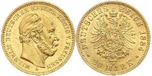 20 Mark Königreich Preußen (1701-1918) Gold Wilhelm I, German Emperor (1797-1888)