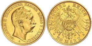 20 Mark Königreich Preußen (1701-1918) Gold Wilhelm II, German Emperor (1859-1941)