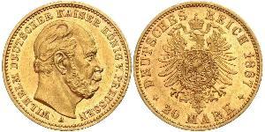 20 Mark Königreich Preußen (1701-1918) Gold Wilhelm I, German Emperor (1797-1888)