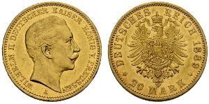 20 Mark Königreich Preußen (1701-1918) Gold Wilhelm II, German Emperor (1859-1941)