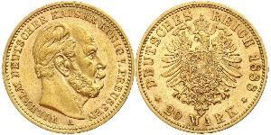 20 Mark Königreich Preußen (1701-1918) Gold Wilhelm I, German Emperor (1797-1888)