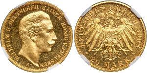 20 Mark Königreich Preußen (1701-1918) Gold Wilhelm II, German Emperor (1859-1941)