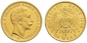 20 Mark Königreich Preußen (1701-1918) Gold Wilhelm II, German Emperor (1859-1941)