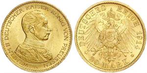 20 Mark Königreich Preußen (1701-1918) Gold Wilhelm II, German Emperor (1859-1941)