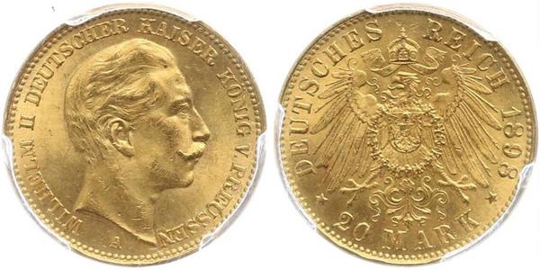 20 Mark Königreich Preußen (1701-1918) Gold Wilhelm II, German Emperor (1859-1941)