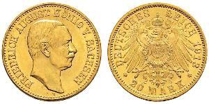 20 Mark Königreich Sachsen (1806 - 1918) Gold Friedrich August III. (Sachsen) (1865-1932)