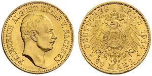 20 Mark Königreich Sachsen (1806 - 1918) Gold Friedrich August III. (Sachsen) (1865-1932)