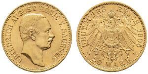 20 Mark Königreich Sachsen (1806 - 1918) Gold Friedrich August III. (Sachsen) (1865-1932)