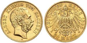 20 Mark Königreich Sachsen (1806 - 1918) Gold 