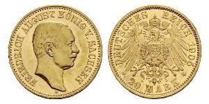 20 Mark Königreich Sachsen (1806 - 1918) Gold Friedrich August III. (Sachsen) (1865-1932)