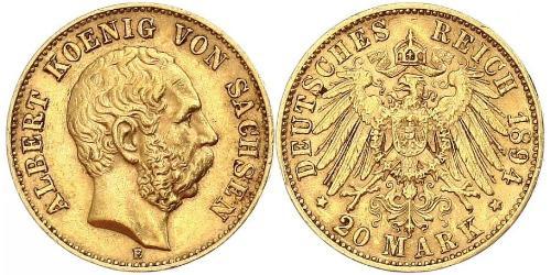 20 Mark Königreich Sachsen (1806 - 1918) Gold 