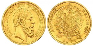 20 Mark Königreich Württemberg (1806-1918) Gold 