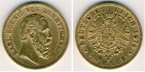 20 Mark Königreich Württemberg (1806-1918) Gold Karl (Württemberg)